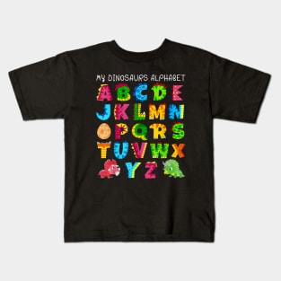 Dinosaurs Alphabet A-Z ABC Dino Identification Kids T-Shirt